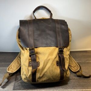 Gootium Brown and Tan Canvas/Leather Backpack